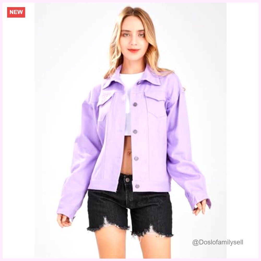Relaxed Fit Denim Jacket with Pockets, Drop Shoulder Casual Wear - Picture 3 of 5